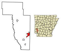 Location of Nashville in Howard County, Arkansas.
