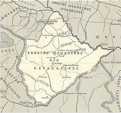 Map of Karabakh Khanate according to a 1902 Russian map.