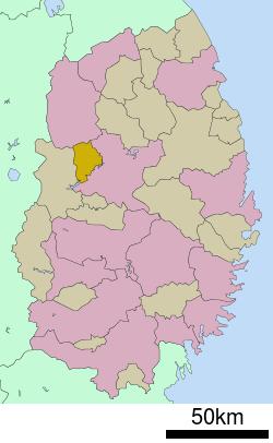 Location of Takizawa in Iwate Prefecture