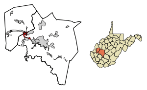 Location of Nitro in Kanawha County, West Virginia.