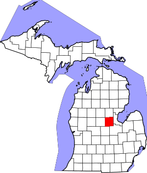 Map of Michigan highlighting Midland County