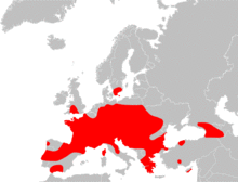 Map showing distribution of species in Europe and western Asia