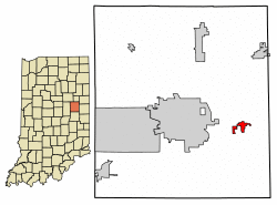 Location of Selma in Delaware County, Indiana.