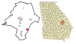 Location in Emanuel County and the state of Georgia