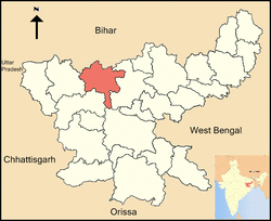 Location of Chatra district in Jharkhand