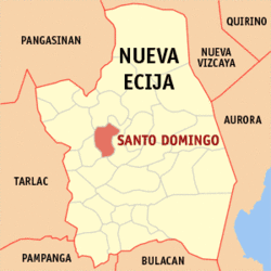 Map of Nueva Ecija with Santo Domingo highlighted
