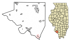 Location of Rockwood in Randolph County, Illinois.