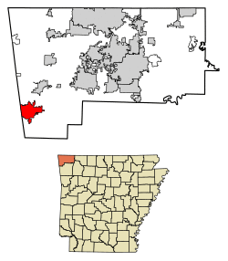 Location of Siloam Springs in Benton County, Arkansas.
