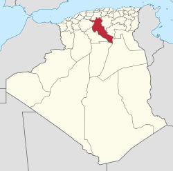Map of Algeria highlighting Djelfa