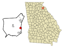 Location in Franklin County and the state of Georgia