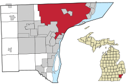 Location within Wayne County