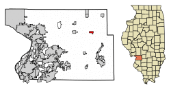 Location of Alhambra in Madison County, Illinois.