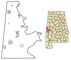 Location of Geiger in Sumter County, Alabama.