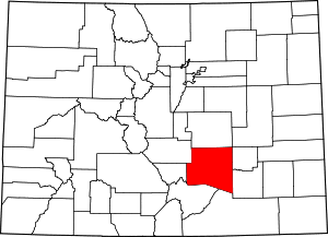Map of Colorado highlighting Pueblo County