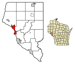 Location of Alma in Buffalo County, Wisconsin.