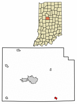 Location of Kirklin in Clinton County, Indiana.