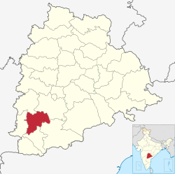 Location of Mahabubnagar district in Telangana