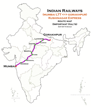 Kushinagar Express (Mumbai - Gorakhpur) route map
