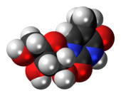 Space-filling model of the 5-methyluridine molecule