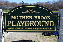 Mother Brook Playground sign at Condon Park in Dedham, MA.JPG