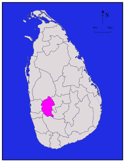 Map of Sri Lanka with Kegalle District highlighted