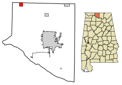 Location of Lester in Limestone County, Alabama.