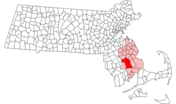 Location in Plymouth County in Massachusetts