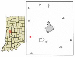 Location of Alamo in Montgomery County, Indiana.
