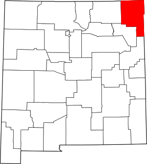 Map of New Mexico highlighting Union County