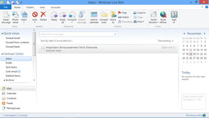 Windows Live Mail 2012 running on Windows 8