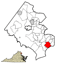Location of Mount Vernon in Fairfax County, Virginia