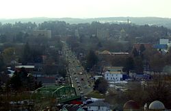 Overlooking downtown Cortland from I-81