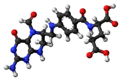 Ball-and-stick model of the folinic acid molecule