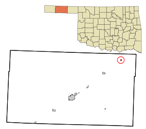 Location in Texas County and state of Oklahoma.