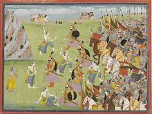 A painting from the Mahabharata Balabhadra fighting Jarasandha.jpg