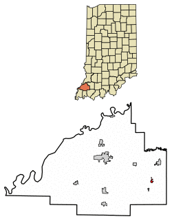Location of Somerville in Gibson County, Indiana.