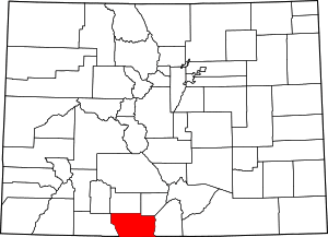 Map of Colorado highlighting Conejos County