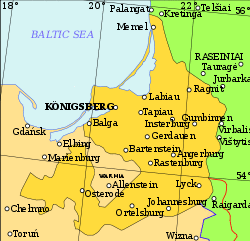 The Duchy of Prussia (yellow)