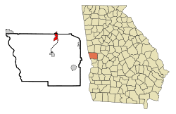 Location in Harris County and the state of Georgia