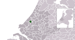 Highlighted position of Rijswijk in a municipal map of South Holland