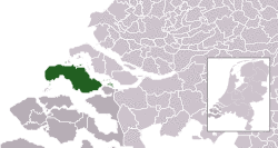 Highlighted position of Schouwen-Duiveland in a municipal map of Zeeland