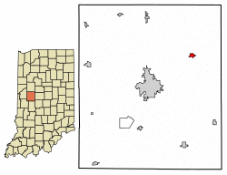 Location of Darlington in Montgomery County, Indiana.