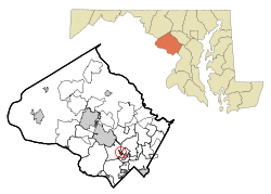 Montgomery County Maryland Incorporated and Unincorporated areas Garrett Park Highlighted.svg