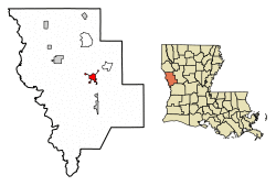 Location of Many in Sabine Parish, Louisiana.