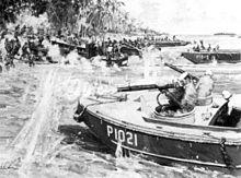 Image of the 1989 painting Douglas A. Munro Covers the Withdrawal of the 7th Marines at Guadalcanal