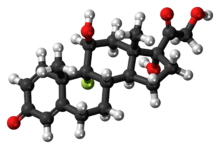 Ball-and-stick model of the dexamethasone molecule