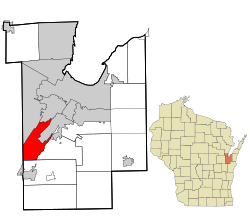Location in Brown County and the state of Wisconsin