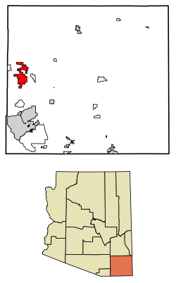 Location of Benson in Cochise County, Arizona