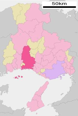 Location of Himeji in Hyōgo Prefecture