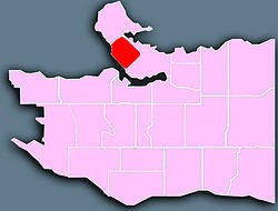 Location of the West End shown in red.